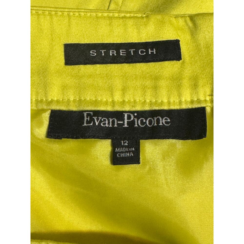 Evan-Picone Lime Yellow Pencil Skirt 12 Stretch Lined Career Office Classic - Picture 4 of 8
